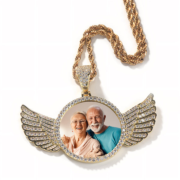 Limited Edition Personalized Photo Necklace with Angel Wings