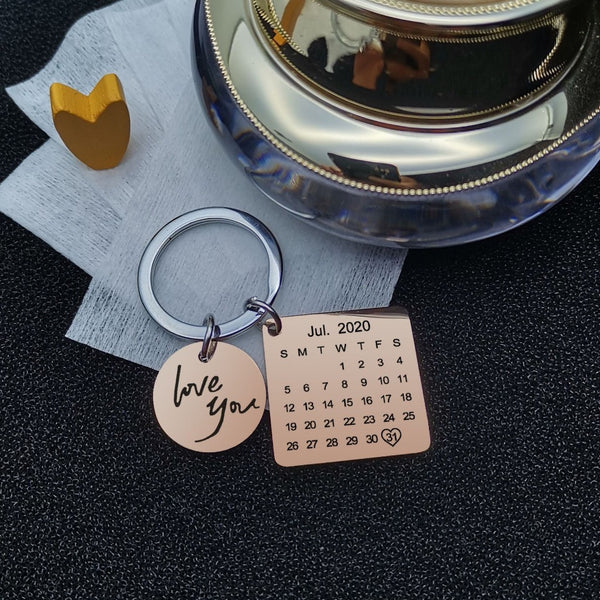 Personalized Calendar Keychain - Laser Engraved